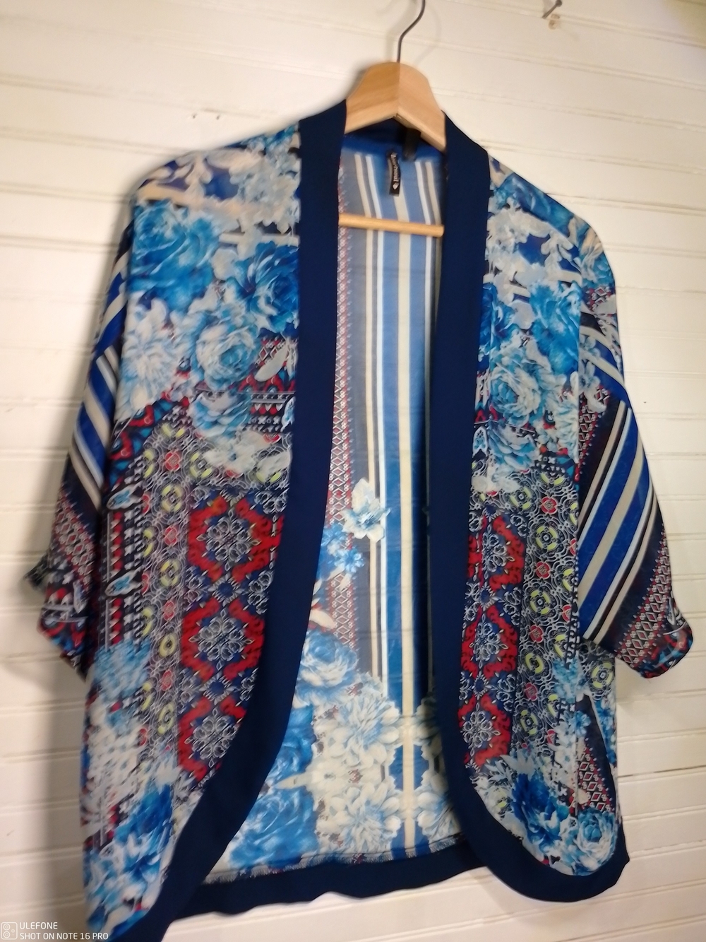 Heartsoul Blue Floral Open-Front Kimono Jacket
